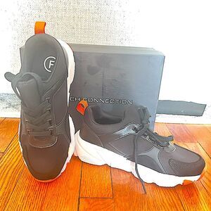 NIB French Connection Black Riley Chunky Sporty Lace-up Sneakers Size 8